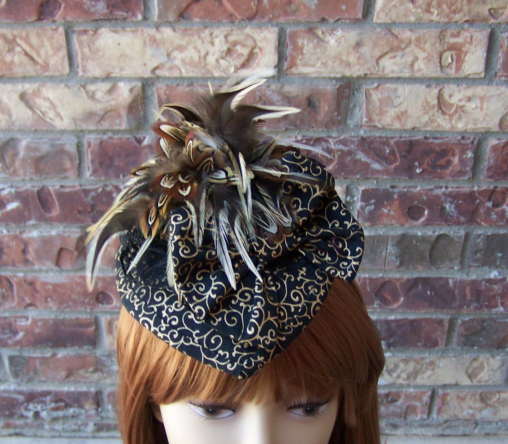 Teardrop Fascinator Hat With Hackle And Pheasant Feathers on Luulla